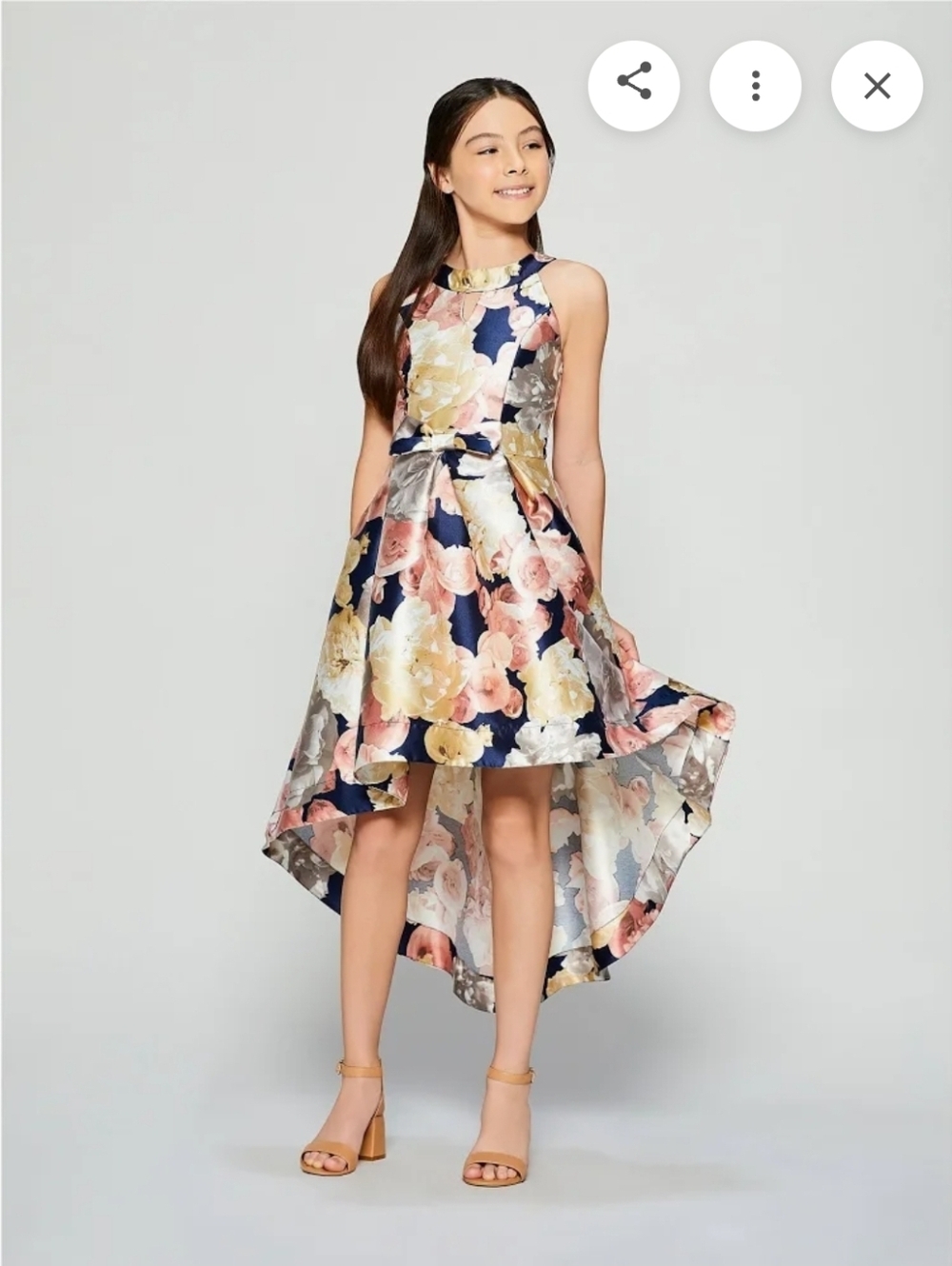 Speechless Navy Floral High-Low Dress with Pink & Cream Blooms Size Girl 8